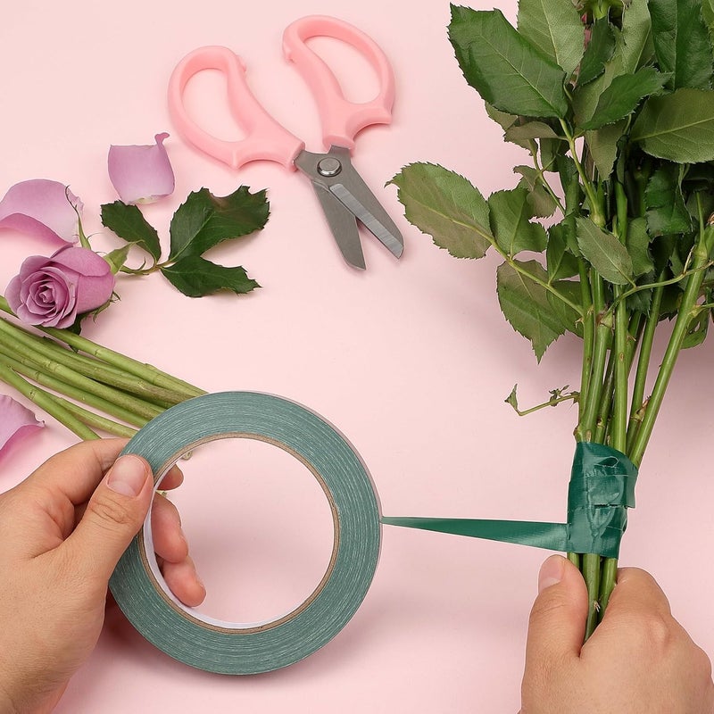 SICCOMA Green Floral Tape 2 Pack 1/4" Flower Stem Wrap Adhesive Tape for Bouquet Stem Wrapping Wedding Bouquet Tape for Binding Flowers and Floral Crafts (2PCS, 1/4”x98FT/Roll) - Image 4